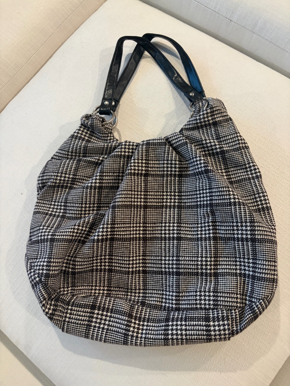 Black & White Glen Plaid Shoulder Bag